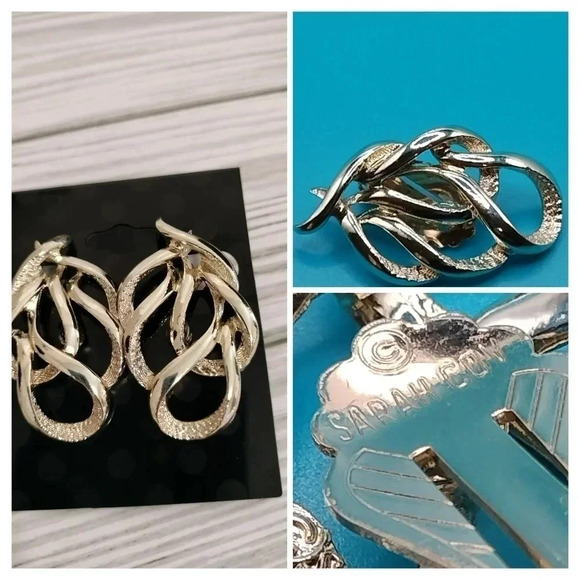 1970 Sarah Coventry Goldtone Swirl Design Clip On Earrings Town and Country - Picture 1 of 8